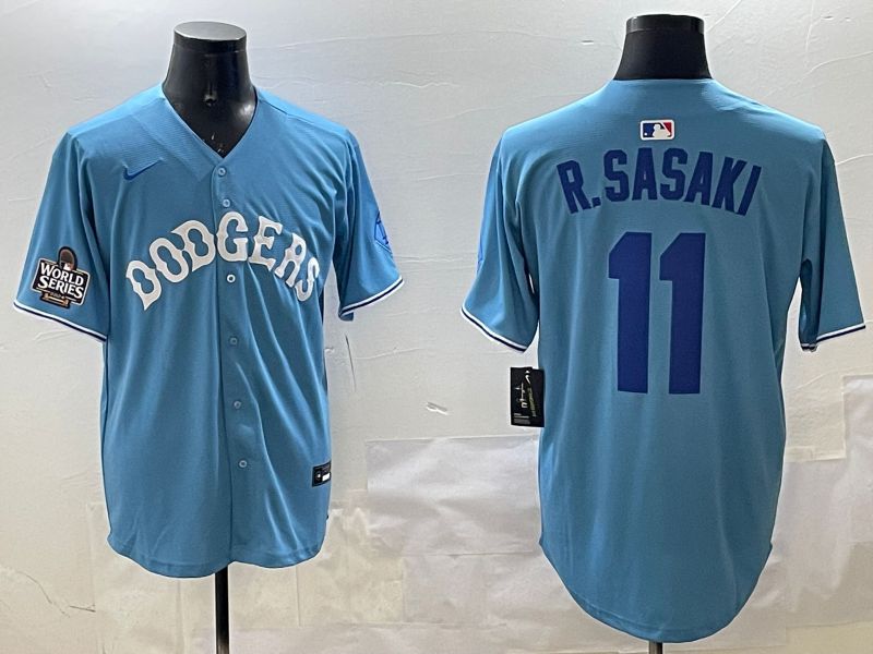 Men Los Angeles Dodgers #11 R.Sasaki Light Blue Joint Name 2025 Nike MLB Jersey style 23->los angeles dodgers->MLB Jersey